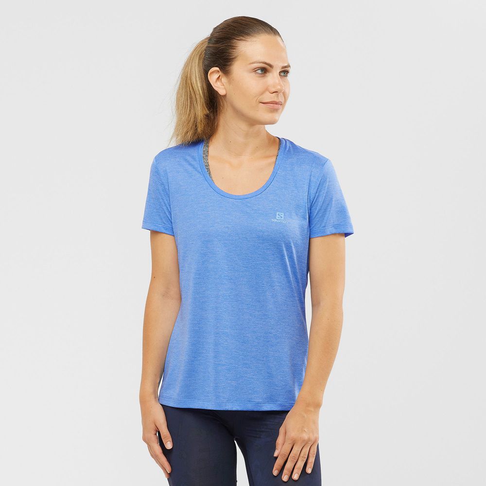 Camisetas Salomon Mujer Azules - Salomon Argentina AGILE,725930-EFV